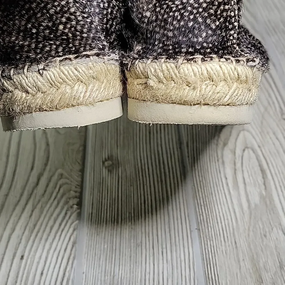 Manebi Black Speckled Calf Fur Flat Espadrille Slip On Shoes Womens  40 US 9